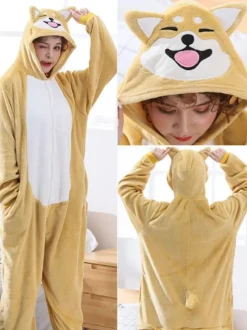 Onesie Pajamas Kigurumi For Kids Polyester Yellow Shiba Dogs Doge Pajamas Costume