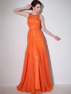 Orange Evening Dress Mesh Cut-Out Chiffon Dress Milanoo wedding guest dress