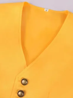 Orange Vintage Set Western Long Sleeves Polyester Polyester Fiber Waistcoat Retro Costumes For Man
