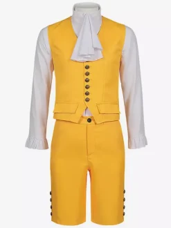 Orange Vintage Set Western Long Sleeves Polyester Polyester Fiber Waistcoat Retro Costumes For Man