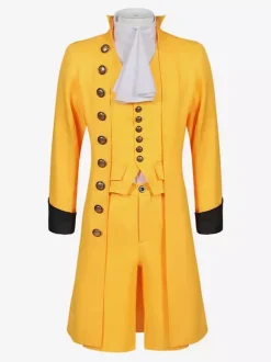 Orange Vintage Set Western Long Sleeves Polyester Polyester Fiber Waistcoat Retro Costumes For Man