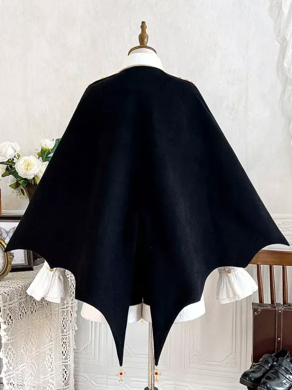 Ouji Lolita Black Long Sleeves Black And Red Prince Pants Shirt Overcoat Outfits