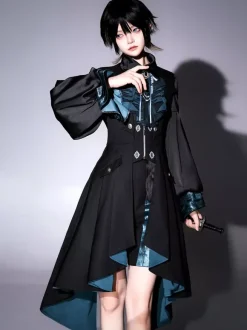 Ouji Prince Lolita Set Black Long Sleeves Gothic Ruffles Lolita Set