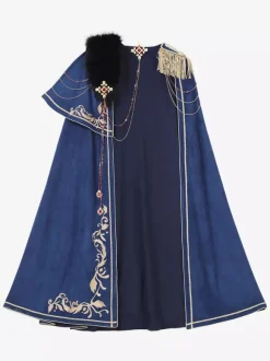 Ouji Lolita Dresses Knight Legion Red Cape Classic Ruffles Long Sleeves Top Pants Cape Sets