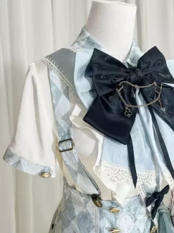 Ouji Lolita Set Blue And White Plaid Lolita Jumpsuit And Shirt Coord Set
