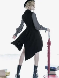 Ouji Style Black Polyester Overcoat Coat Lolita Outwears