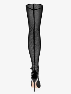 Over The Knee Boots Black Mesh Sexy Pointed Toe Thigh High Sandal Boots Boots