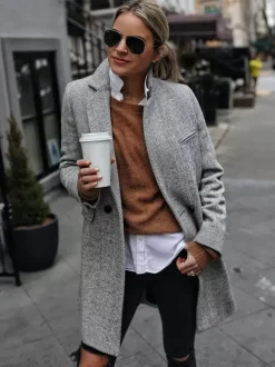 Overcoat Lapel One Button Casual Spring Outerwear For Women