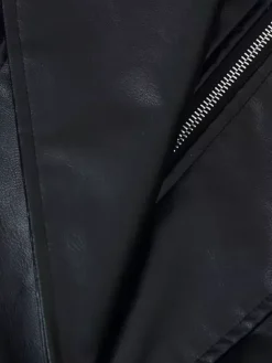 Oversized Faux Leather Bomber Jacket For Women - Black Retro High Neck Loose Moto Biker Coat - Spring Chic Streetwear 2026