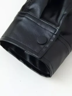 Oversized Faux Leather Bomber Jacket For Women - Black Retro High Neck Loose Moto Biker Coat - Spring Chic Streetwear 2026