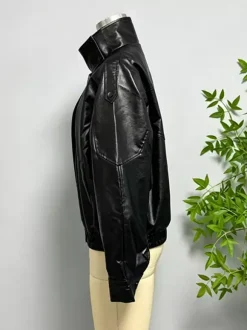 Oversized Faux Leather Bomber Jacket For Women - Black Retro High Neck Loose Moto Biker Coat - Spring Chic Streetwear 2026