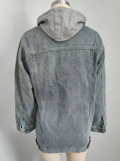 Oversized Hooded Denim Jacket For Women - Long Boyfriend Fit Distressed Jean Trucker Coat - Spring Chic Streetwear 2026