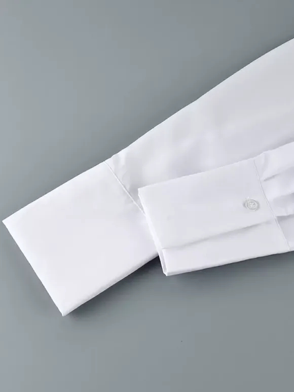 Oversized Point Collar Wide Cuff Long Sleeve Dress Shirt