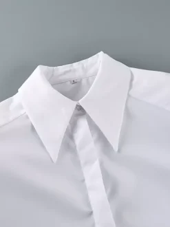 Oversized Point Collar Wide Cuff Long Sleeve Dress Shirt