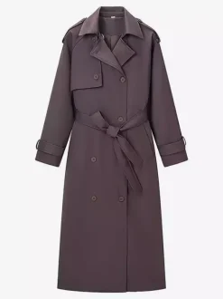 Oversized Trench Coat For Women - Chocolate Brown Chic Double Breasted Maxi Windbreaker - Spring Evening Out 2026