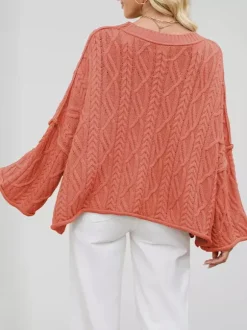 Oversized Cable Knit Drop Shoulder Sweater For Women 2026