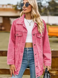 Oversized Denim Jacket For Women - Long Boyfriend Fit Distressed Jean Trucker Coat - Spring Chic Streetwear 2026