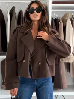 Oversized Dropped-Shoulder Crop Coat For Women 2026