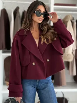 Oversized Dropped-Shoulder Crop Coat For Women 2026