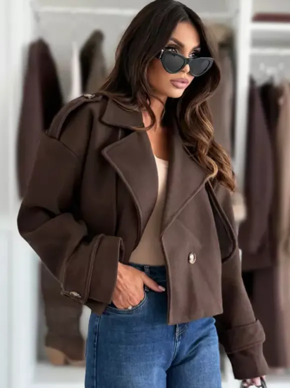 Oversized Dropped-Shoulder Crop Coat For Women 2026