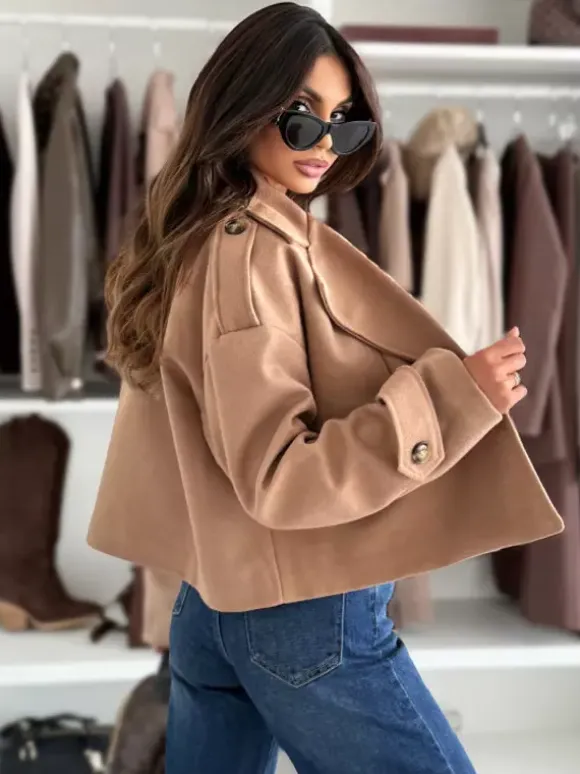 Oversized Dropped-Shoulder Crop Coat For Women 2026