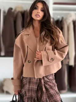Oversized Dropped-Shoulder Crop Coat For Women 2026