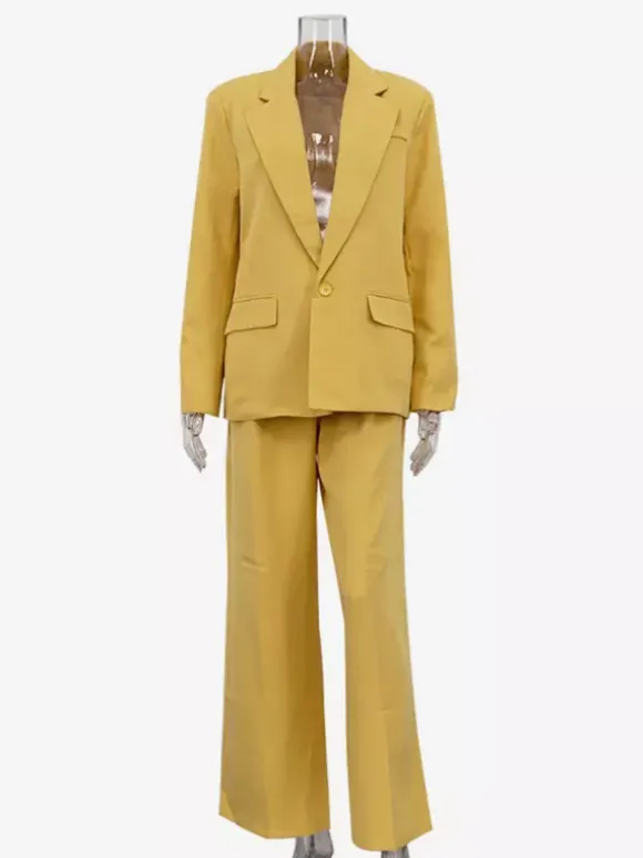 Oversized Suit And Wide-leg Pants 2 Piece Co-ord Set In Yellow For Autumn 2026