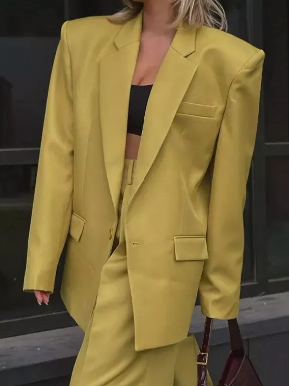 Oversized Suit And Wide-leg Pants 2 Piece Co-ord Set In Yellow For Autumn 2026
