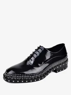 Oxford Shoes Men Luxury High Quality Full Cowhide Handmade Rivets Gentleman Geniune Leather Black Business Dress Wedding