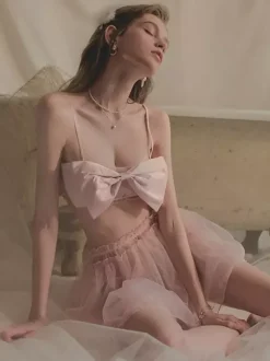 Pajama Sets Backless Blush Pink 2-Piece Lingerie Set
