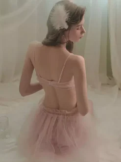 Pajama Sets Backless Blush Pink 2-Piece Lingerie Set