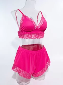 Pajama Sets Rose Lace Indoor Lingerie Sleepwear