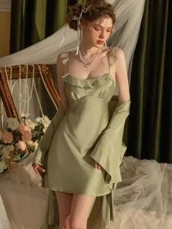 Pajama Sets Sage Rave Club Backless Polyester Lingerie