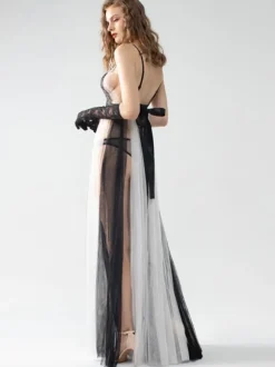 Pajama Sets Black Polyester Sheer Cut Out Daily Casual Lingerie