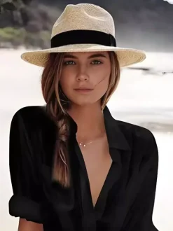 Panama Hat Summer Seaside Wide Brim Sun Protection Unisex Sun Hat 2026
