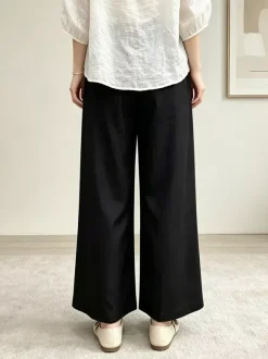 Pants Black Polyester Trousers