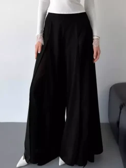 Pants Black Raised Waist Trousers