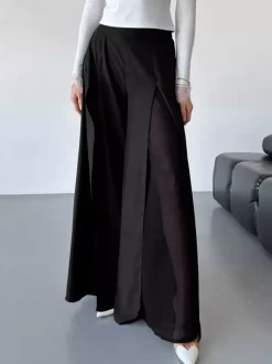 Pants Black Raised Waist Trousers