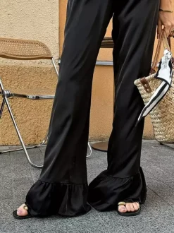 Pants Black Raised Waist Trousers