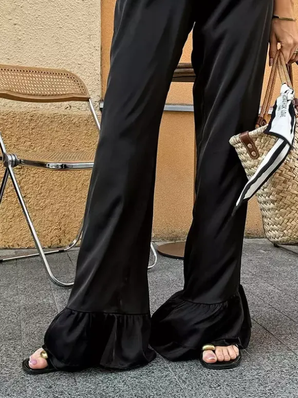 Pants Black Raised Waist Trousers