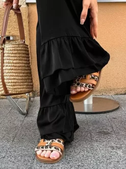 Pants Black Raised Waist Trousers
