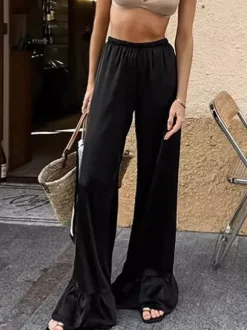 Pants Black Raised Waist Trousers