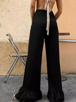 Pants Black Raised Waist Trousers