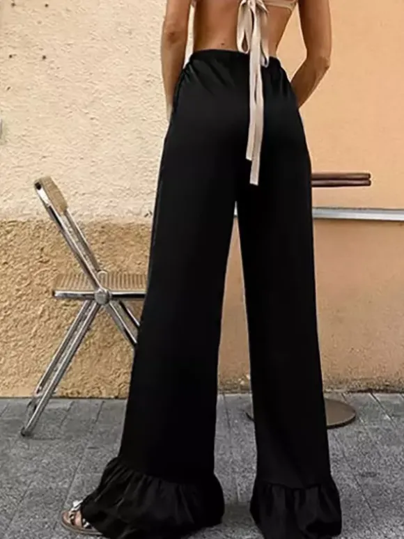Pants Black Raised Waist Trousers