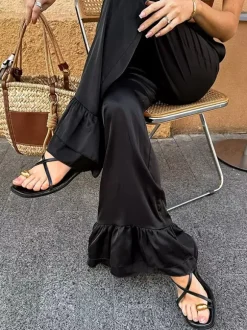 Pants Black Raised Waist Trousers