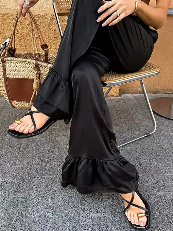 Pants Black Raised Waist Trousers