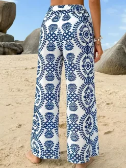 Pants Blue Raised Waist Trousers