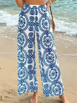 Pants Blue Raised Waist Trousers