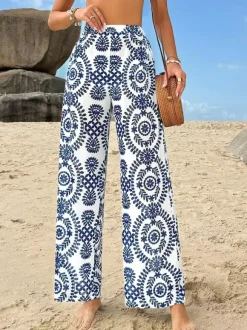 Pants Blue Raised Waist Trousers