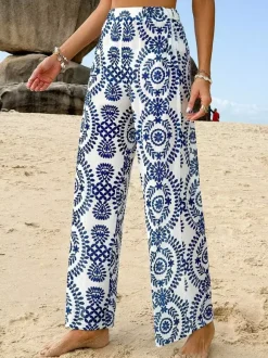 Pants Blue Raised Waist Trousers